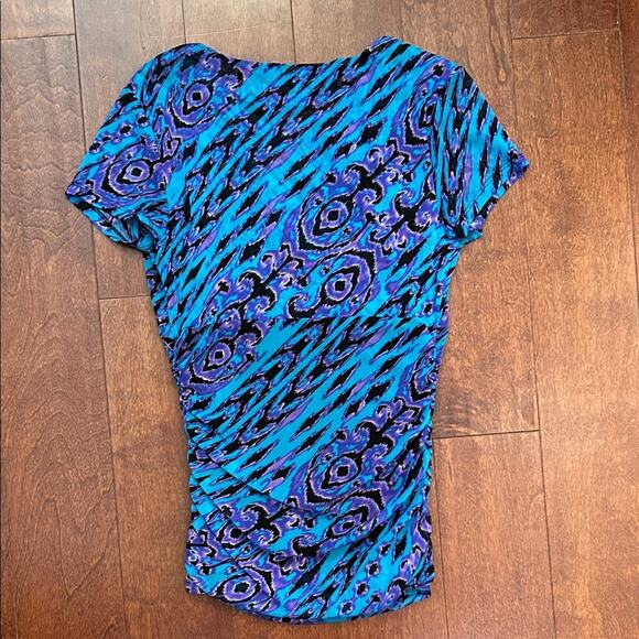 Vintage 90s Mesh INC Women's Vibrant Blue and Purple Blouse, Size Medium - Picture 9 of 14